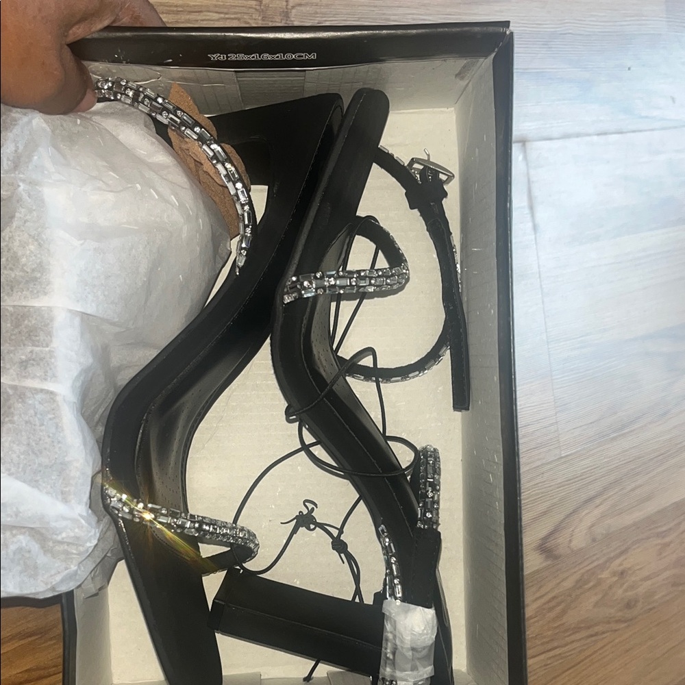 Windsor Black Heels with Silver Accents